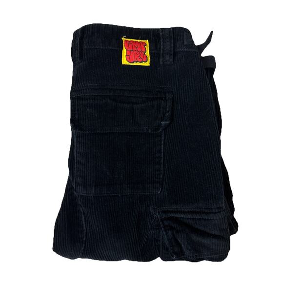 Empyre Black Corduroy Cargo Pants 28x26 Relaxed Streetwear Adjustable Ankle - Picture 1 of 8